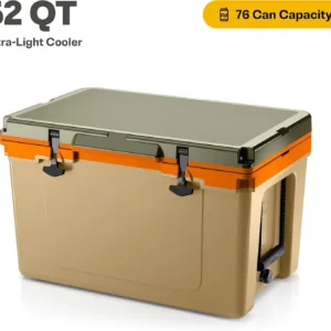 Ultra-Light 52 Quart Hard Cooler Insulated Portable Ice Chest Box for Beach, Drink, Beverage, Camping, Picnic, Fishing, Boat