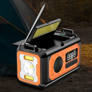 12000mAh Emergency Weather Radio Reading Lamp Solar Hand Crank Weather Alert Radio Power Bank SOS Alarm for Camping Hiking Tents