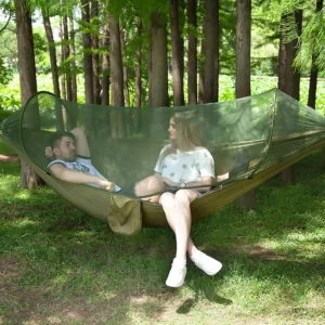 Camping Hammock with Mosquito Net Automatic Quick Opening Nylon Hammock Anti-Mosquito Sleeping Hammock for Outdoor Tent Hammock