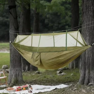 AAAN-Camping Hammock With Net 2 Person Hammock With Net Mesh Design Outdoor Must-Haves For Backpacking Hiking Beach Patio