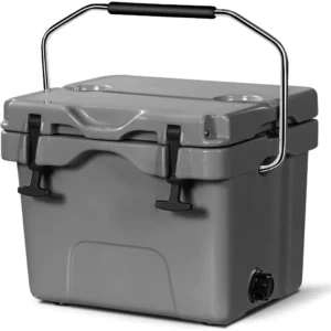 16 Quart Cooler, 24 Can Insulated Ice Chest Box with Heavy Duty Handle and 2 Cup Holders, 3-5 Days Ice Retention, Portable Leak