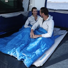 FUNDANGO 3-in-1 Double Sleeping Bag, Family Couple Camping Backpack Trip, Waterproof and Warm and Lightweight, with 2 Pillows