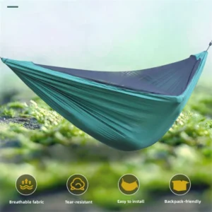 Quick-Open Elastic Mosquito Net Hammock Outdoor Camping Anti-Mosquito Mesh Hammock Army Green