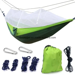 Double Camping Hammock with Mosquito Net Nylon Fabric Hammock for Beach, Traveling, Hiking, Adventure, Outdoor JungleHammocks