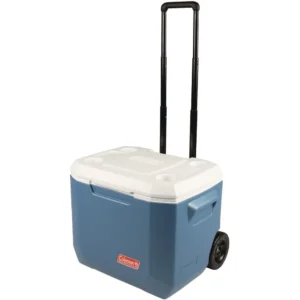 Portable Wheeled Cooler 50qt Insulated Chiller 5 Days Ice Retention Ideal Camping Beach Tailgating with Cup Holders Lightweight