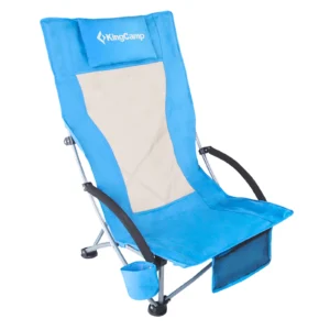 KingCamp High Back Beach Chair Backpack Chair, Camping BBQ Beach Travel Picnic with Padded Armrests with Cup Holder, Portable