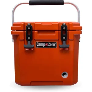 CAMP-ZERO 12L-12.6 Quart Portable Hard Cooler Ice Chest, with 2 Molded-in Cup Holders and Folding Aluminum Handle for Camping