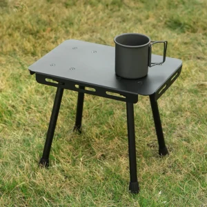 2 in 1 Portable Camping Table Aluminum Alloy Outdoor Folding Table Camping Table Stool with Storage Bag for Picnic Fishing