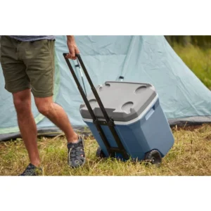 60QT Hardside Wheeled Lakeside Blue Cooler, Stain-Resistant Liner, Easy Clean, Durable